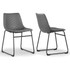 GLAMOUR HOME GHDC-1553  Ave Faux Leather Dining Accent Chairs With Metal Legs, Gray/Black, Set Of 2 Chairs