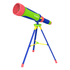 Curious kiddos can explore everything from the night sky to nearby trees in closer detail with this kid-friendly telescope, specially designed for little hands and curious eyes. With 10x magnification, an easy-focus knob, and a sturdy double eyepiece, this lightweight tool makes exploring simple and fun. Includes a collapsible tripod for added convenience.  Real working telescope magnifies objects 10x larger, from stars to birds  Designed for preschoolers with sturdy construction, extra-large eyepieces, and wide field of vision  Features an easy-focus knob for simple adjustments by little hands  Includes collapsible tripod and attached lens cap for convenience and portability  Encourages STEM learning and an early interest in astronomy and discovery  Lightweight and easy to use, perfect for young explorers  Inspires curiosity and play with hands-on science and exploration.