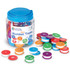 This set of 20 colorful cookies helps kids count from 1 to 20 with a fun twist-one side shows the numeral, and the other side features a picture of the corresponding number of dolphins, beach balls, and more! Assembled cookies measure 1.75inH x 1.75inW, providing an engaging way for children to develop number and color recognition skills.  Count from 1-20 with these colorful number treats  Two ways to count-numbers on one side, icons on the other  Match the number with the corresponding pictures  Builds essential number and color recognition skills  Reusable storage tub included