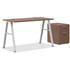 HON HON4824BFSE1ASV  Mod 48inW Table Writing Desk With Mobile Storage, Silver/Sepia Walnut