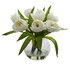 NEARLY NATURAL INC. 4535-WH Nearly Natural Tulips 11inH Artificial Floral Arrangement With Vase, 11inH x 11-1/2inW x 10inD, White