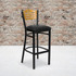 FLASH FURNITURE XU6H3BSLTBARBKV  Metal/Vinyl Restaurant Barstool With Slat Back, Natural/Black