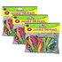 Add some fun to your classroom with these wristbands. Colorful silicone is sure to attract attention.  Offers a fun way to recognize students.  Tested and compliant with all Consumer Product Safety Commission standards.  Each wristband measures 7 1/4in.  Each pack includes 4 each of 6 designs: Star Student, I Was Caught Being Good, Happy Faces, Paw Prints, Stars, and Happy Birthday.  Sold as 3 packs, 72 wristbands total.