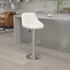 FLASH FURNITURE CH82028AWH  Contemporary Vinyl Bucket Seat Adjustable Height Barstool with Diamond Pattern Back and Chrome Base, White