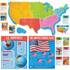 Take a tour around the United States with the Trend Wipe-Off Learning Set. This set introduces the 50 states, District of Columbia and U.S. territories on dry-erase surfaces.  Interactive dry-erase set introduces the 50 states, District of Columbia and U.S. Territories.  Includes trading-card style state and territory cards and map pieces.  Helps kids learn about U.S. history, geography, flags and more.  Dry-erase surface gives you the ability to customize instruction.  Includes 74 pieces total printed on durable, heavier-weight paper.  Packaged in an easy-seal reusable bag for storage.