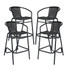 FLASH FURNITURE 4SDA632032RBK  Lila Set of 4 Commercial Grade Indoor-Outdoor PE Rattan Restaurant Barstools with Aluminum Frames and Footrests, Black