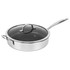 BRENTWOOD APPLIANCES, INC. B-DSH28L Brentwood 3-Ply Hybrid Stainless Steel Non-Stick Induction-Compatible Deep Saute Pan with Glass Lid, 11in, Silver