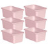 EDUCATORS RESOURCE TCR20398-6 Teacher Created Resources Small Plastic Storage Bins, 5inH x 11-3/8inW x 7-3/4inD, Blush Pink, Pack Of 6 Bins
