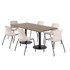 KENTUCKIANA FOAM INC 840031942678 KFI Studios Proof Rectangle Pedestal Table With Imme Chairs, 31-3/4inH x 72inW x 36inD, Studio Teak Top/Black Base/Moonbeam Chairs
