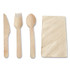 HOFFMASTER 120030 Pre-Rolled Caterwrap Kraft Napkins with Wood Cutlery, Fork/Knife/Napkin/Spoon, Plastic, Brown, 100/Carton