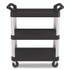 SUNCAST CORPORATION Commercial® RC2030 Three-Shelf Service Cart, Metal/Plastic, 3 Shelves, 300 lb Capacity, 20" x 34" x 37.92", Black