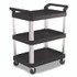 SUNCAST CORPORATION Commercial® RC2030 Three-Shelf Service Cart, Metal/Plastic, 3 Shelves, 300 lb Capacity, 20" x 34" x 37.92", Black