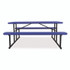 NATIONAL PUBLIC SEATING NPS® BMPT3072BK04 Blow Molded Folding Picnic Table, Rectangular, 57w x 72d x 29.5h, Blue Top, Black Base/Legs