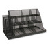 EMS MIND READER LLC CMG2MESHBLK Network Collection 14-Compartment Coffee Cup and Condiment Countertop Organizer, 11.61 x 23.9 x 12.76, Black