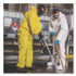 SMITH AND WESSON KleenGuard™ 00683 A70 Chemical Spray Protection Coveralls, Elastic Wrists, Ankles, Hood and Boots, Large, Yellow, 12/Carton