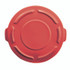 RUBBERMAID COMMERCIAL PROD. 2654 REDCT BRUTE Self-Draining Flat Top Lids for 32 gal Round BRUTE Containers, 22.25" Diameter x 3"h, Red, 3/Carton