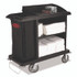 RUBBERMAID COMMERCIAL PROD. 6190 BLA Multi-Shelf Cleaning Cart, Plastic, 4 Shelves, 1 Bin, 22" x 49" x 50", Black