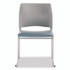 NATIONAL PUBLIC SEATING NPS® 874212024 8700 Series Cafetorium Plush Vinyl Stack Chair, Supports Up to 500 lb, 18" Seat Ht, Blue Seat, Gray Back, Silver Base, 4/PK