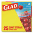 CLOROX SALES CO. Glad® 55052 Zipper Food Storage Plastic Bags, Quart Size, 7.75 x 7, Clear, 25 Bags/Box, 12 Boxes/Carton