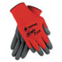 MCR SAFETY N9680M Ninja Flex Latex Coated Palm Gloves, EN388: 3131, 10" Long, Medium, Red/Gray, 12 Pairs