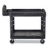 RUBBERMAID COMMERCIAL PROD. 4546-10 BLA BRUTE Heavy-Duty Utility Cart with Lipped Shelves, Plastic, 2 Shelves, 750 lb Capacity, 25.25" x 54" x 39.25", Black