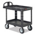 RUBBERMAID COMMERCIAL PROD. 4546-10 BLA BRUTE Heavy-Duty Utility Cart with Lipped Shelves, Plastic, 2 Shelves, 750 lb Capacity, 25.25" x 54" x 39.25", Black
