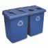 RUBBERMAID COMMERCIAL PROD. 1792372 Glutton Recycling Station, Four-Stream, 92 gal, Plastic, Blue