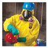 SMITH AND WESSON KleenGuard™ 09813 A70 Chemical Spray Protection Coveralls, Elastic Wrists, Ankles, Hood, Large, Yellow, 12/Carton