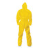 SMITH AND WESSON KleenGuard™ 09813 A70 Chemical Spray Protection Coveralls, Elastic Wrists, Ankles, Hood, Large, Yellow, 12/Carton