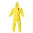 SMITH AND WESSON KleenGuard™ 09813 A70 Chemical Spray Protection Coveralls, Elastic Wrists, Ankles, Hood, Large, Yellow, 12/Carton