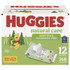 KIMBERLY CLARK Huggies® 51079 Natural Care Sensitive Baby Wipes, Unscented, White, 64/Pack, 12 Packs/Carton