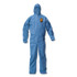 SMITH AND WESSON KleenGuard™ 58513 A20 Elastic Back Wrist/Ankle Hooded Coveralls, Large, Blue, 24/Carton
