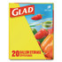 CLOROX SALES CO. Glad® 55050 Zipper Food Storage Plastic Bags, Gallon Size, 10.75 x 10.19, Clear, 20 Bags/Box, 12 Boxes/Carton