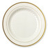 WNA, INC. MP6IPREM Masterpiece Plastic Plates, 6" dia, Ivory/Gold, 10/Pack, 15 Packs/Carton