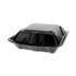 PACTIV EVERGREEN CORPORATION YTDB99010000 Vented Foam Hinged Lid Container, Dual Tab Lock, 9.1 x 9 x 3.3, Black, 150/Carton