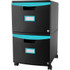 STOREX INDUSTRIES Storex 2 Drawer Mobile File Cabinet with Lock, Black & Teal