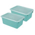STOREX INDUSTRIES Storex Small Cubby Bin, with Cover, Classroom Teal, Pack of 2