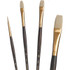DIXON FINE ART Princeton Dakota Brush Set, Synthetic Bristles, Long Handle Acrylic & Oil Paintbrush, Dark Brown, 4 Pieces