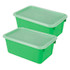 STOREX INDUSTRIES Storex Small Cubby Bin, with Cover, Classroom Green, Pack of 2