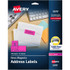 AVERY PRODUCTS CORP Avery® High-Visibility Labels, Permanent Adhesive, Neon Magenta, 1" x 2-5/8", 750 Labels
