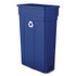 BOARDWALK 23GLRECYCLEB Slim Recycling Container, 23 gal, Polypropylene, Blue