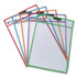 LEARNING RESOURCES LER0477 Write and Wipe Pockets, Medium-Duty, Top Load, 10" x 14" Insert, Clear Front, Assorted Color Border, 5 Pockets