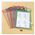 LEARNING RESOURCES LER0477 Write and Wipe Pockets, Medium-Duty, Top Load, 10" x 14" Insert, Clear Front, Assorted Color Border, 5 Pockets