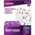 Avery Avery&reg; 71209 The Mighty Badge&reg; The Mighty Badge Printable Insert Sheets, 100 Clear Inserts, Inkjet