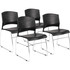 Norstar Office Products Inc Boss B1400-BK-4 Boss Black Stack Chair With Chrome Frame 4 Pcs Pack