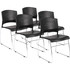 Norstar Office Products Inc Boss B1400-BK-5 Boss Black Stack Chair With Chrome Frame 5 Pcs Pack