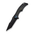 We Knife WE24054B-1 Tighe Down Flipper & Thumb Stud & Button Lock Knife Black Titanium Integral Handle With Black & Yellow Carbon Fiber Inlay (4"" Black Stonewashed Bohler M390 Blade, Tanto)