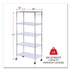 ALERA SW653618SR 5-Shelf Wire Shelving Kit with Casters and Shelf Liners, 36w x 18d x 72h, Silver