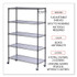 ALERA SW654818BA 5-Shelf Wire Shelving Kit with Casters and Shelf Liners, 48w x 18d x 72h, Black Anthracite