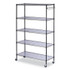 ALERA SW654818BA 5-Shelf Wire Shelving Kit with Casters and Shelf Liners, 48w x 18d x 72h, Black Anthracite